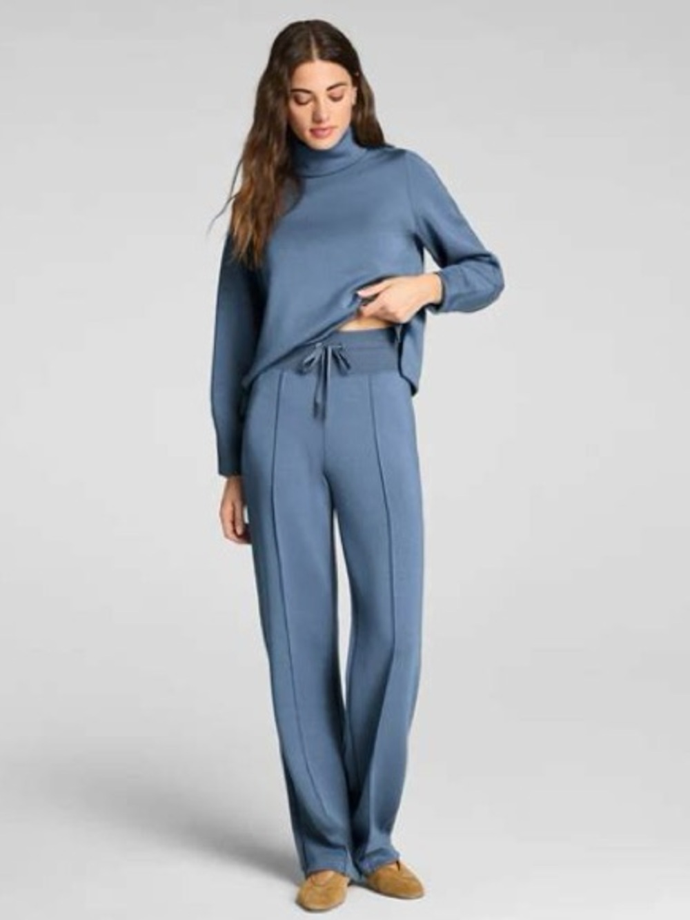 Spanx Luxe Air Essentials Straight Leg Pants Size S XL Rain Blue NEW